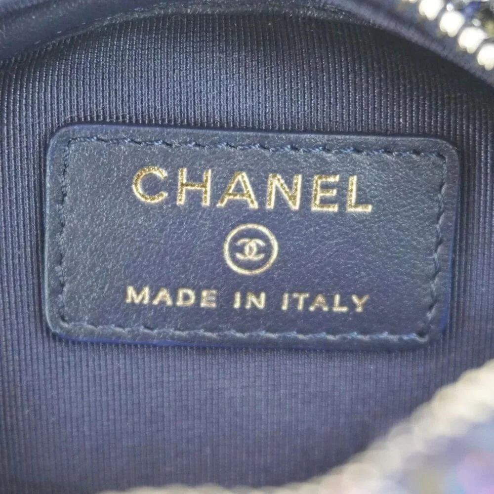 Chanel  Round Tweed Chain Clutch Crossbody Bag Blue - Picture 12 of 13